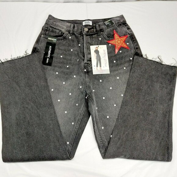 * 2 pair of jeans size Jr. 9/29 new grey blue boot cut cropped rhinestone - Picture 10 of 13
